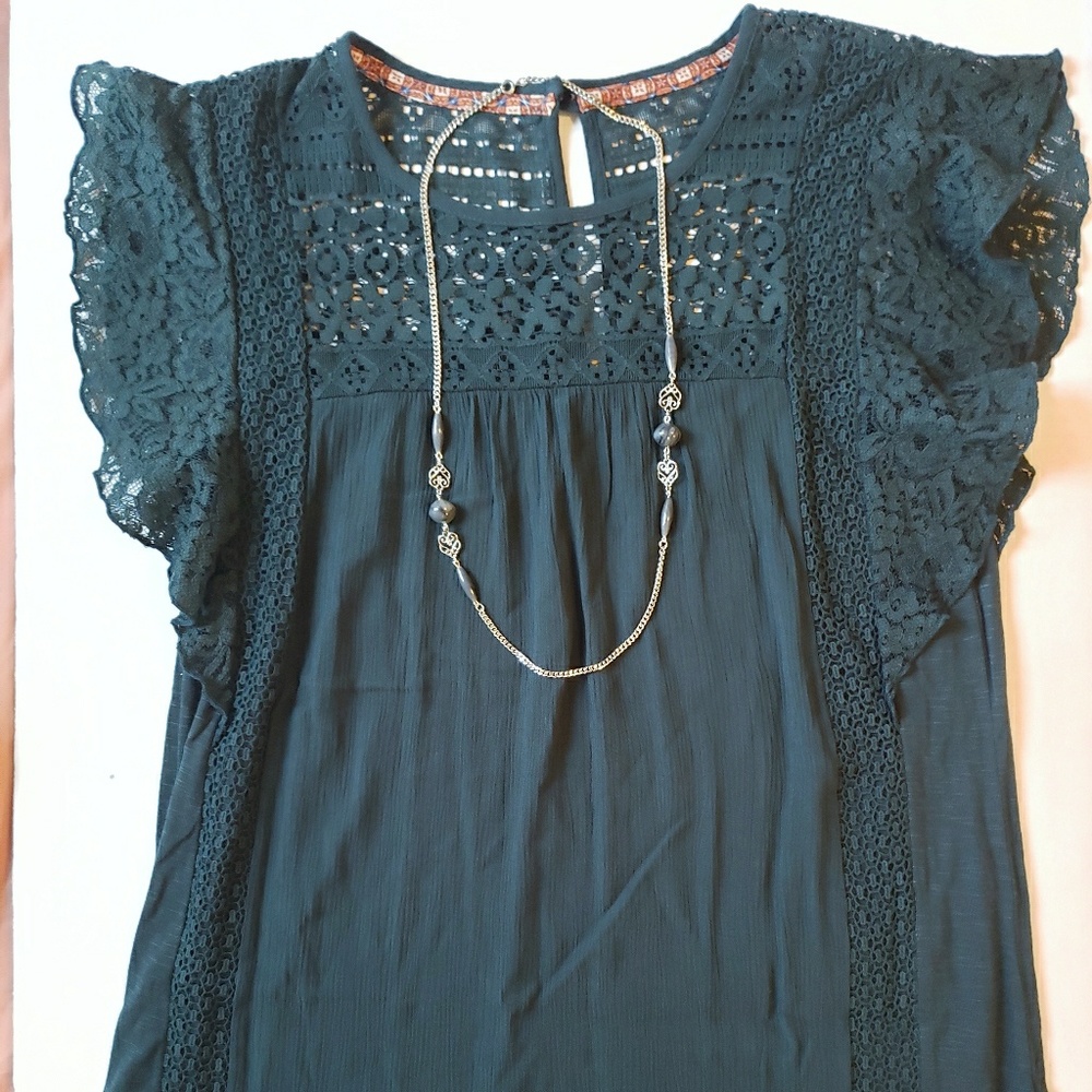 Boho Knox Rose Green Top sz xs